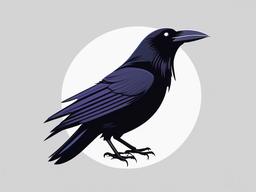 Raven cartoon  minimal, white background