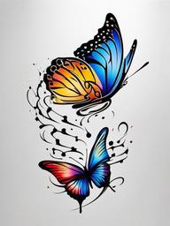 autism butterfly tattoo  simple color tattoo,white background,minimal
