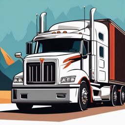 Semi-Truck Trailer Clipart - A semi-truck with a trailer.  color vector clipart, minimal style