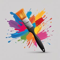 Paint Brush clipart - messy paintbrush with colorful smudges  color,minimalist,vector clipart