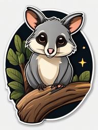 Possum cartoon - nocturnal, tree-dwelling animal  cartoon sticker style