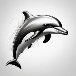 sketch of a dolphin  minimal rough sketch scribbles,doodles,black and white