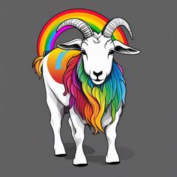 Goat clipart - goat with a rainbow  clipart