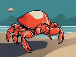 Crab clipart - crab walking with a hermit crab friend  color,minimalist,vector clipart