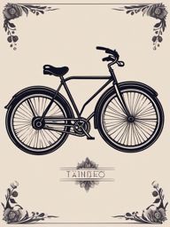 Vintage tandem bike tattoo. Riding together forever.  minimal color tattoo design