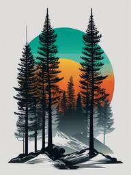 two pines tattoo  simple vector color tattoo