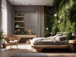 Eco-Friendly Sleeping Space - Design an eco-friendly bedroom with sustainable and natural elements. , bedroom interior decor design ideas, multicoloured, photo realistic, hyper detail, high resolution,