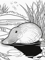 Platypus Coloring Pages - Odd Egg Laying Mammal  black outline printable coloring page