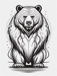 Bear Tattoo - Mighty bear standing on hind legs, a symbol of strength and courage  few color tattoo design, simple line art, design clean white background