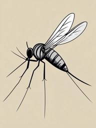 Mosquito Clip Art - A mosquito with a needle-like proboscis,  color vector clipart, minimal style