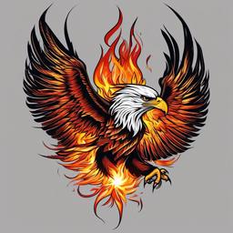 fire eagle tattoo  simple color tattoo,white background