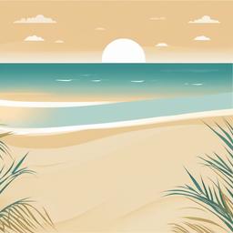 June clipart - beach scene with the word June in the sand  color,minimalist,vector clipart