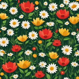 Pictures of flowers in a meadow clipart  simple, 2d flat