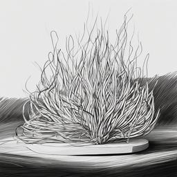 drawing of a fire sculpture  minimal rough sketch scribbles,doodles,black and white