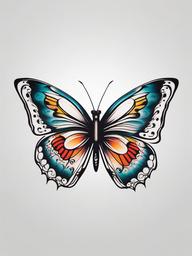 butterfly tummy tattoo  simple color tattoo, minimal, white background