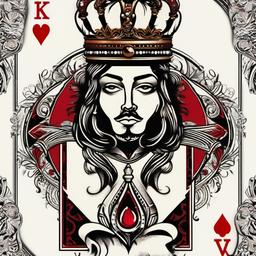 King Playing Card Tattoo-Stylish and creative tattoo featuring the king card, showcasing artistic design and symbolism.  simple color tattoo,white background
