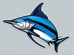 Blue Marlin Sticker - A powerful blue marlin with a sharp bill, ,vector color sticker art,minimal