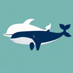 Whale clipart - baby whale swimming alongside its mother  color,minimalist,vector clipart