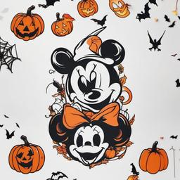 Disney Halloween Tattoo - Tattoo featuring Disney characters with a Halloween theme.  simple color tattoo,minimalist,white background