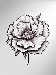 Carnation Flower Tattoo Design,Unique and personalized design in a carnation flower tattoo, expressing individual style and symbolism.  simple color tattoo,minimal vector art,white background