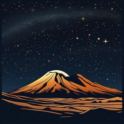 Atacama Desert Starry Night sticker- High-altitude desert with exceptional stargazing in Chile, , sticker vector art, minimalist design