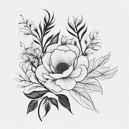 Black and White Floral Tattoo - Tattoo featuring floral elements in black and white.  simple color tattoo,minimalist,white background