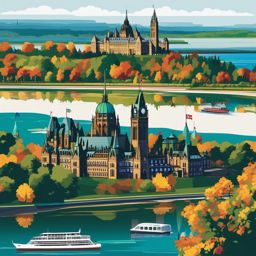 Ottawa clipart - Parliament Hill and Ottawa River, ,color clipart vector style