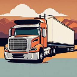 Semi-Truck Clipart - A semi-truck hauling cargo on a cross-country journey.  transport, color vector clipart, minimal style