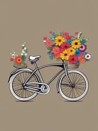 Bicycle with Colorful Blooms Clipart - Bicycle adorned with an array of vibrant, blooming flowers.  color clipart, minimalist, vector art, 