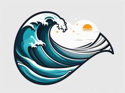 Cartoon Wave Tattoo - Embrace playful and whimsical vibes with a cartoon-style wave-themed tattoo.  simple vector color tattoo,minimal,white background