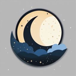 Moon icon - Crescent moon for nighttime and bedtime,  color clipart, vector art