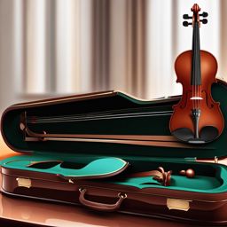 Violin Clipart - Elegantly crafted violin resting on a velvet-lined case.  color clipart, minimalist, vector art, 