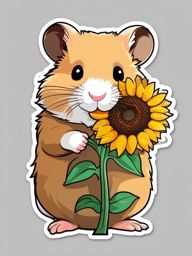 Hamster Sticker - A cute hamster munching on a sunflower seed. ,vector color sticker art,minimal