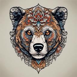 bear skeleton tattoo  simple vector color tattoo