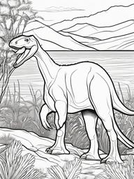 Hadrosaurus Coloring Pages - Duck-Billed Dinosaur  black outline printable coloring page