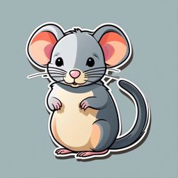 Rat Sticker - A small rat with a long tail. ,vector color sticker art,minimal