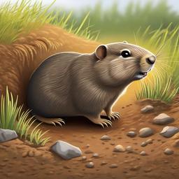 Gopher cartoon - burrowing rodent with cheek pouches  