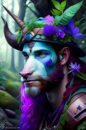 firbolg ranger with a mystical connection to nature, communicating with animals and plants. 