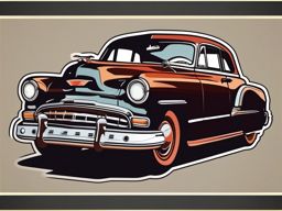 Vintage Car Sticker - Classic ride, ,vector color sticker art,minimal