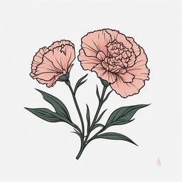 Carnation Simple Tattoo,Simplicity and elegance in a simple carnation tattoo, a timeless and understated choice.  simple color tattoo,minimal vector art,white background