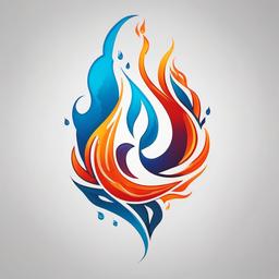 fire and water symbol tattoo  simple color tattoo,white background