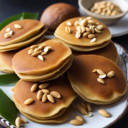 apam balik, malaysian peanut pancake with sweet fillings like crushed peanuts and sugar. 