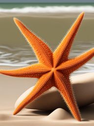 starfish clipart - a spiky, orange starfish. 