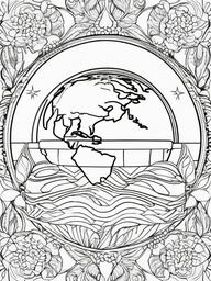 Earth Coloring Pages - Earth with a theme of unity and peace  simple coloring pages