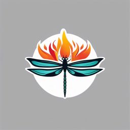 Dragonfly Flame  minimalist design, white background, professional color logo vector art