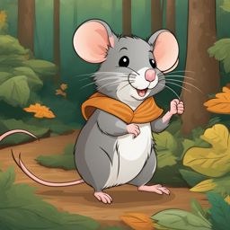 rat clipart - a friendly rat leading a conga line of woodland creatures through the forest 