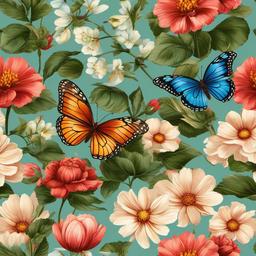 Buttefly clipart - butterfly in a garden full of blooms  