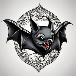 Bat Traditional Tattoo-Traditional tattoo style, incorporating the classic aesthetics of bats.  simple color tattoo,white background
