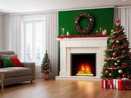 Christmas Tree Fireplace Background  