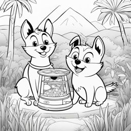 bluey coloring pages - bluey and bingo go on a treasure hunt in their backyard. 